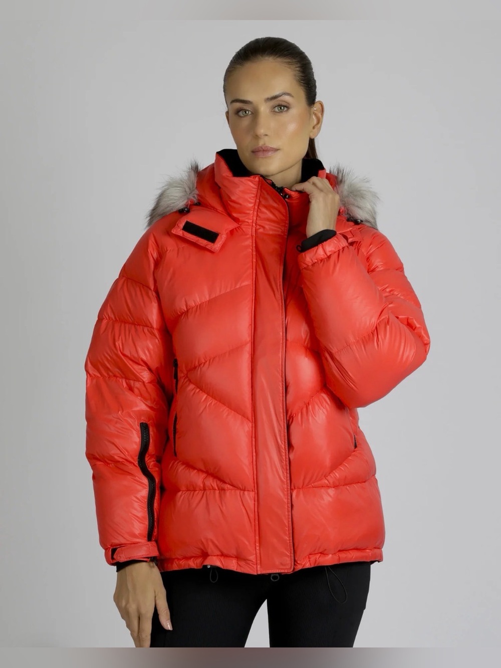 Blanc Noir Afterburn Puffer Jacket Coat Grenadine Orange Medium Hood NWT